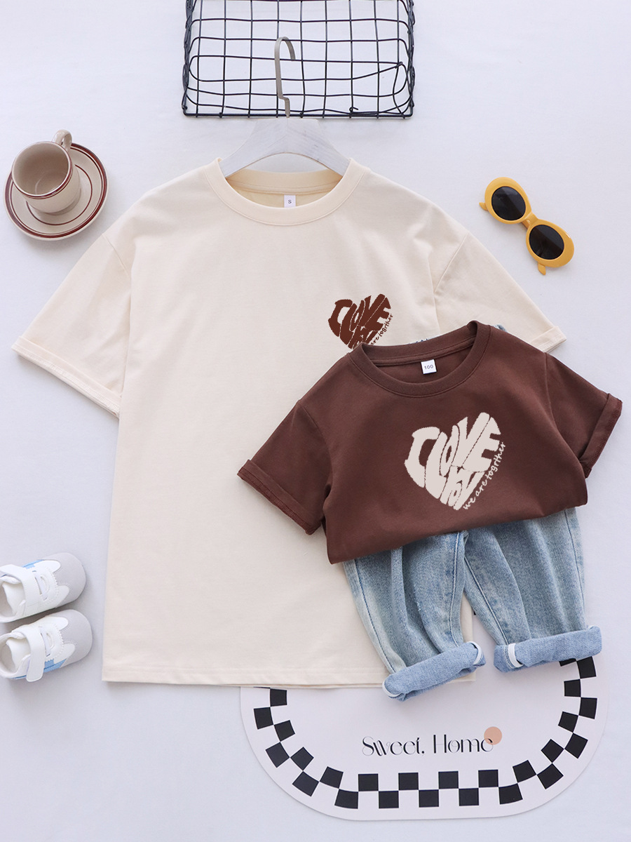 Ins Korean-style Parent-child Parent-child Parent-daughter Small-month-old Baby Family of Four Mother and Child High-end Fried Street Short-sleeved T-shirt