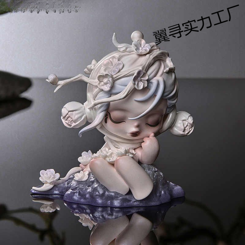 潮玩手办古风盲盒女生公仔墨梅系列桌面摆件新款批发泡泡玛特庭前|undefined