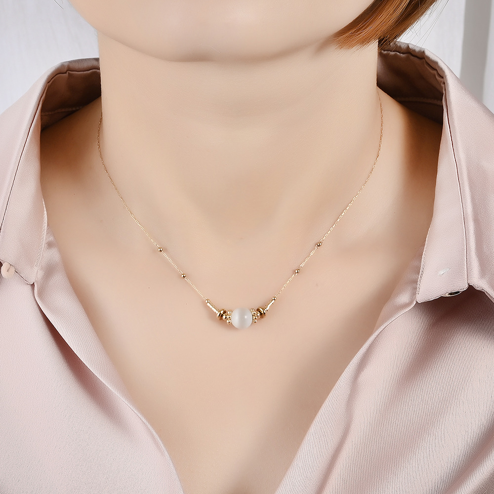 8g Weight Necklace Classification 304 Stainless Steel Chain Material 1 Piece Quantity Holiday, Daily Occasion 304 Stainless Steel, natural stone Material Geometric Pattern Women's Gender Beaded Design Casual, Simple Style Style Casual Simple Style Geometric 304 Stainless Steel Natural Stone Necklace In Bulk 2