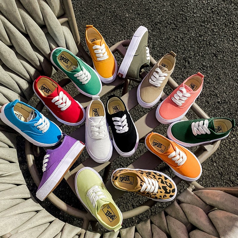 Модные универсальные детские кеды в корейском стиле, весна-осень 2025 года, низкие, повседневные, на шнуровке, из холщовой ткани, экспортная версия.