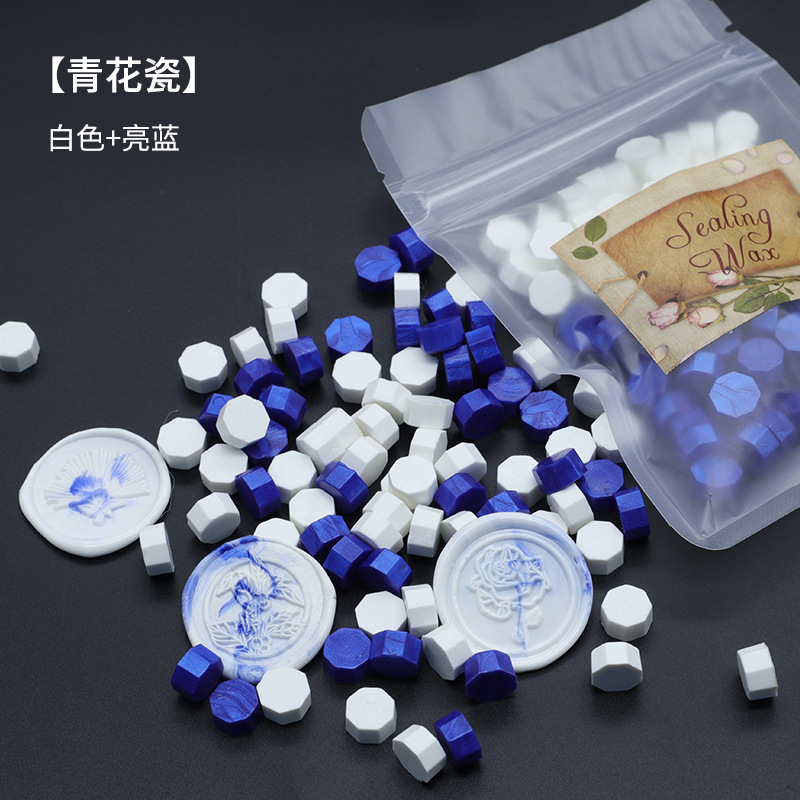 Ocho-lado fuego pintura cera grano mezclado color 35g bolsa de embalaje fuego pintura cera sello al por mayor sobre DIY mano cuenta de sellado Uso de cera