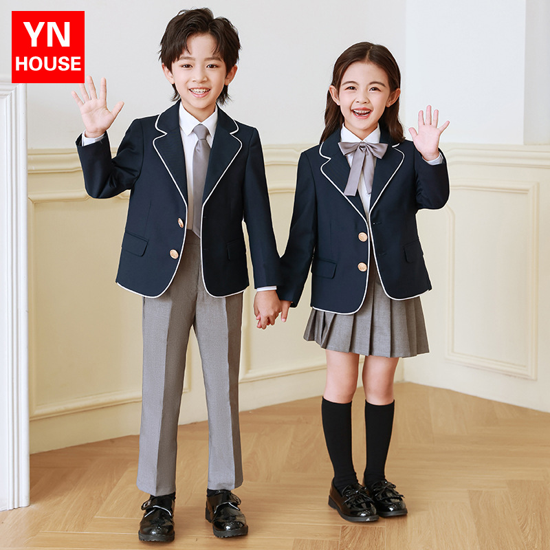 Traje uniforme escolar para niños primavera y otoño invierno estilo de la Universidad británica Primer Grado Escuela Primaria estudiante clase uniforme jardín de infantes traje de uniforme de jardín