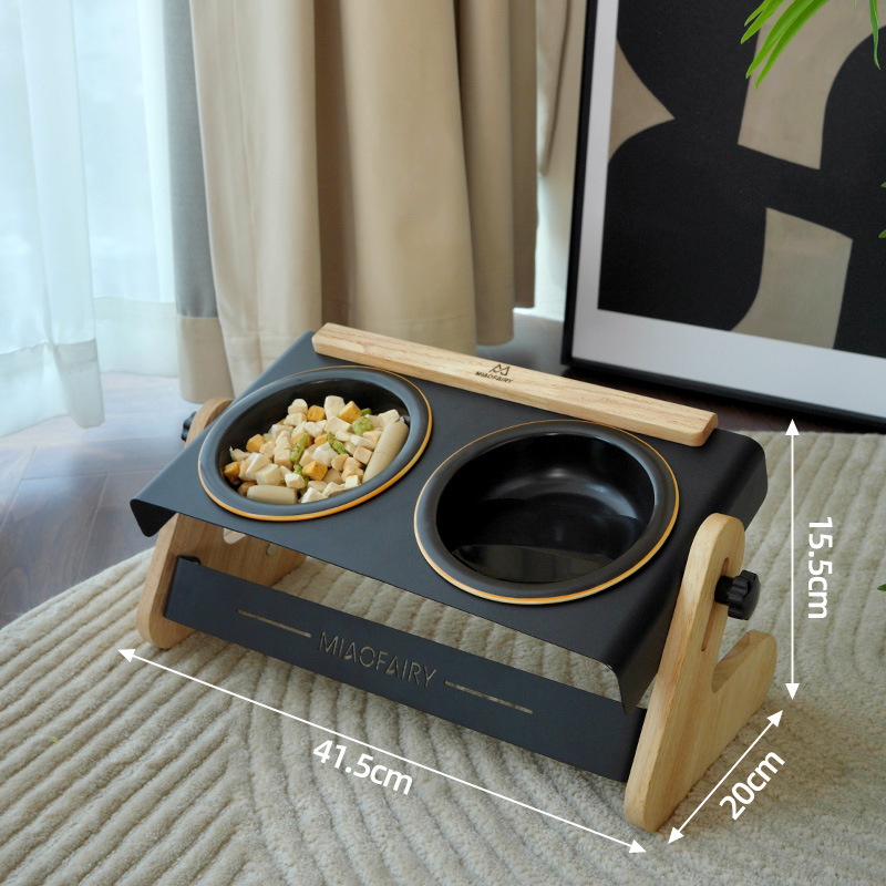 Perro portátil al aire libre acampando gatos retro cerámica alta pie doble tazón tazón para perros tazón para gatos pequeños perros artículos de tazón para mascotas