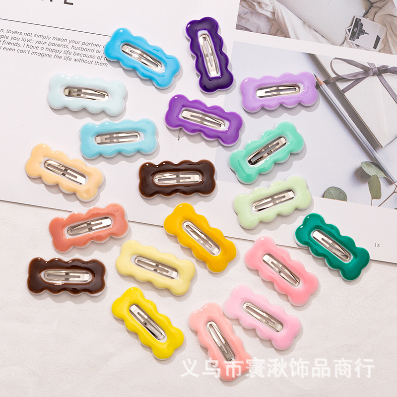 Jelly Color Wave BB Clip Girl Sweet Wave Side Clip Dripping Oil Hairpin Back Head Simple Broken Hairpin Headwear