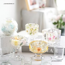 蔓玥手作创意压花水晶烛台玻璃杯diy香薰蜡烛杯玻璃容器杯家用