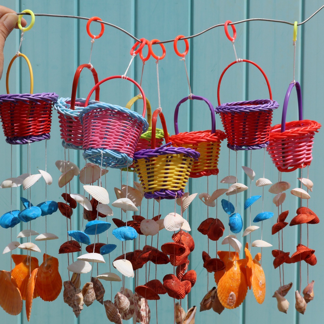 Small Blue Flower Shell Wind Chime Creative Hanging Decoration_voghion.com