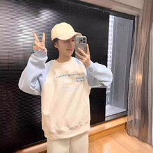 插肩袖宽松版内搭上衣圆领oversize女春秋款山东即墨卫衣休闲百搭