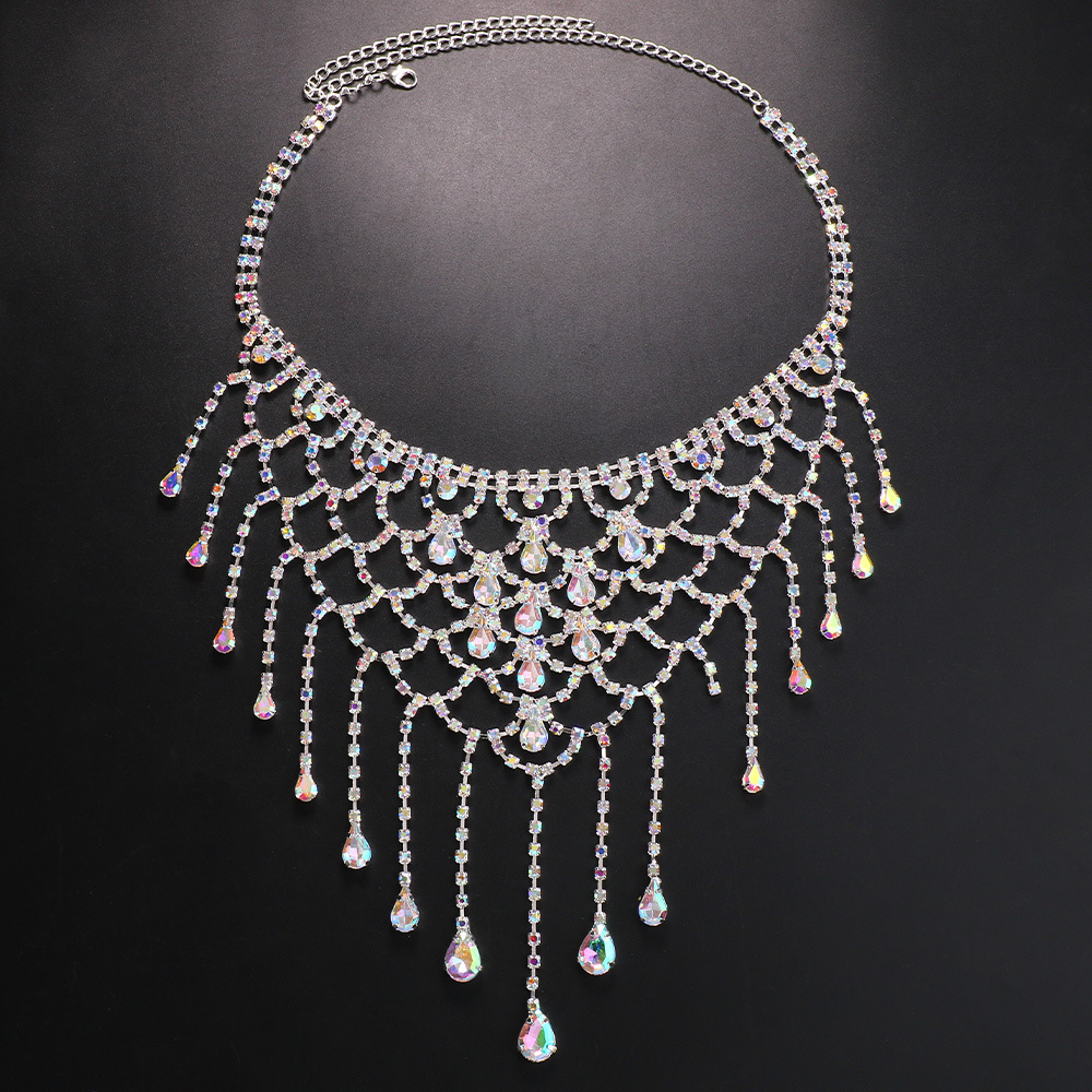 Nueva moda rhinestone pelo cadena europea y americana personalidad color diamante agua gota borla salvaje tocado accesorios para el cabello tocado