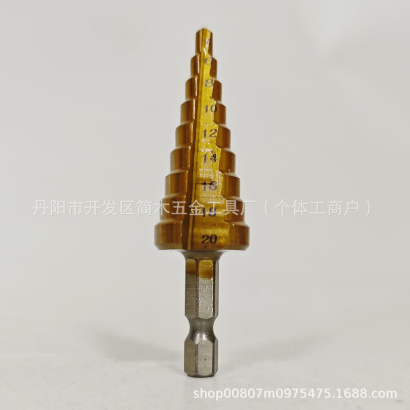 ドロップシッピング小型 3PC ステップドリルセット六角ハンドルパゴダドリルチタンメッキストレート溝多機能パンチドリルビット|undefined