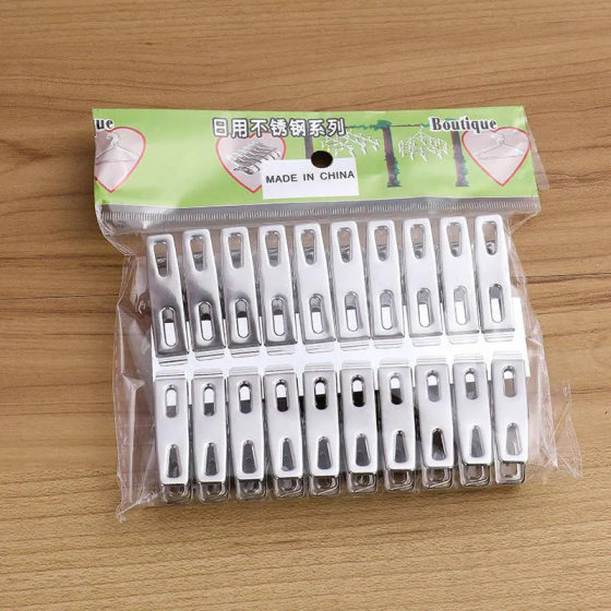 304 Stainless Steel Clothespins Strong Clips for Drying Clothes and Socks Small Flat Clips Stainless Steel