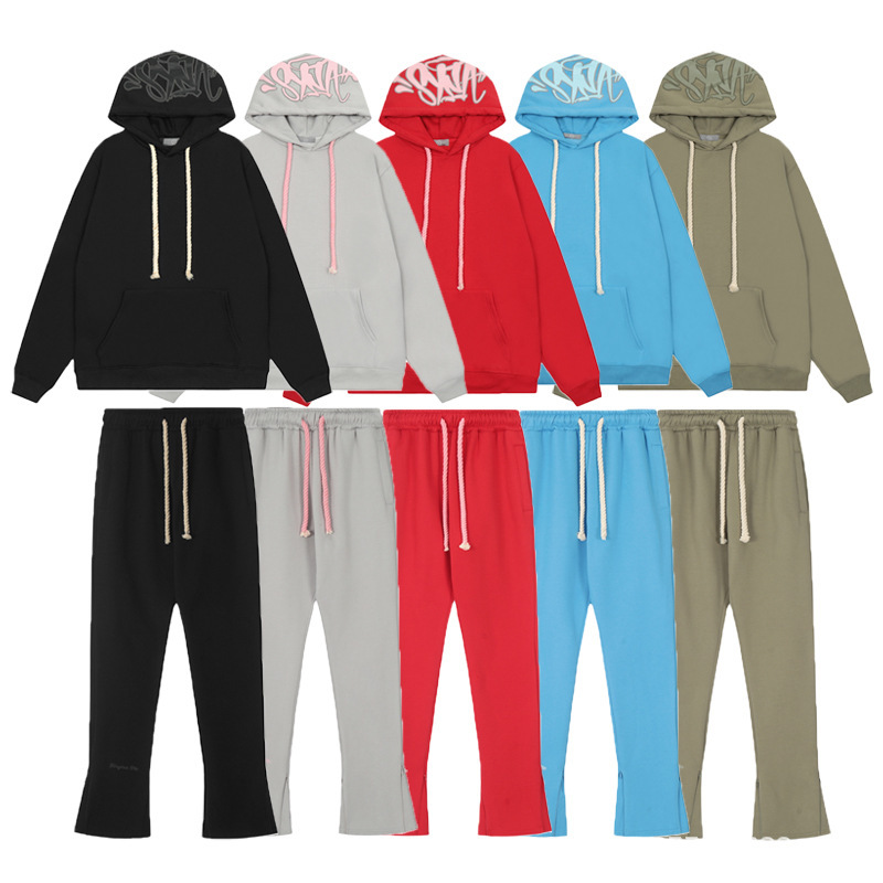 Cross-Border S World European and American Trendy Brand Y2K Style Loose Fleece-Lined Hoodie High Street Sweatshirt Set for Men and Women