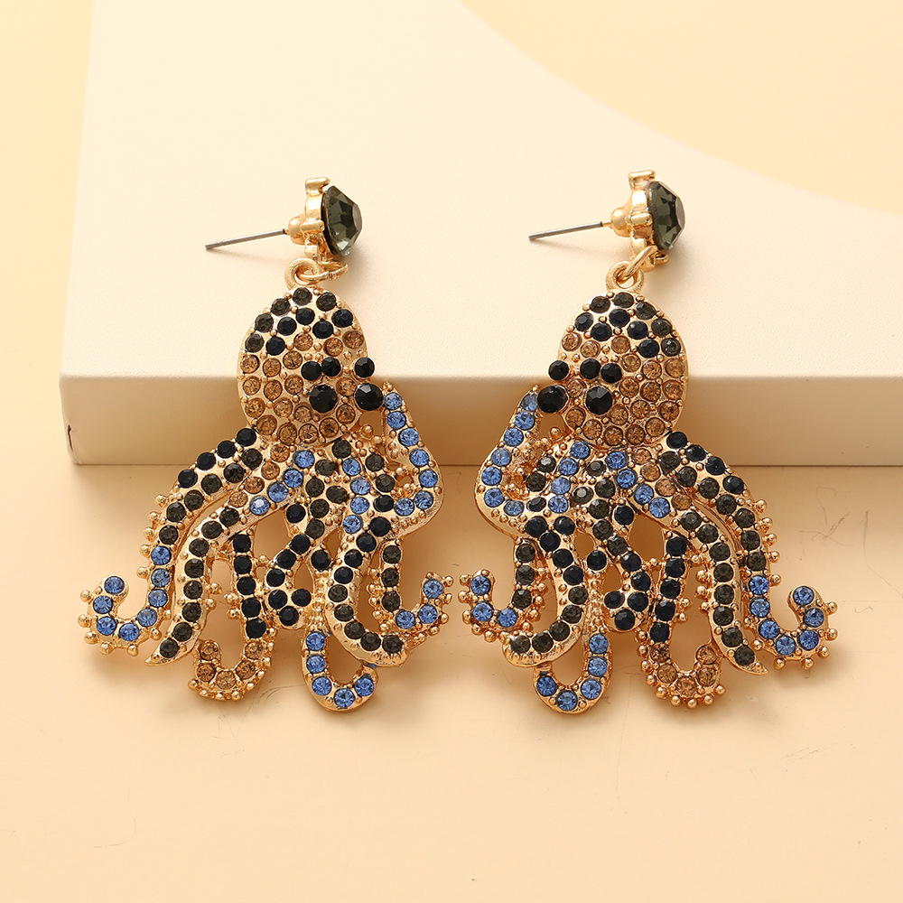 Fashion Diamond Octopus Earrings display picture 10