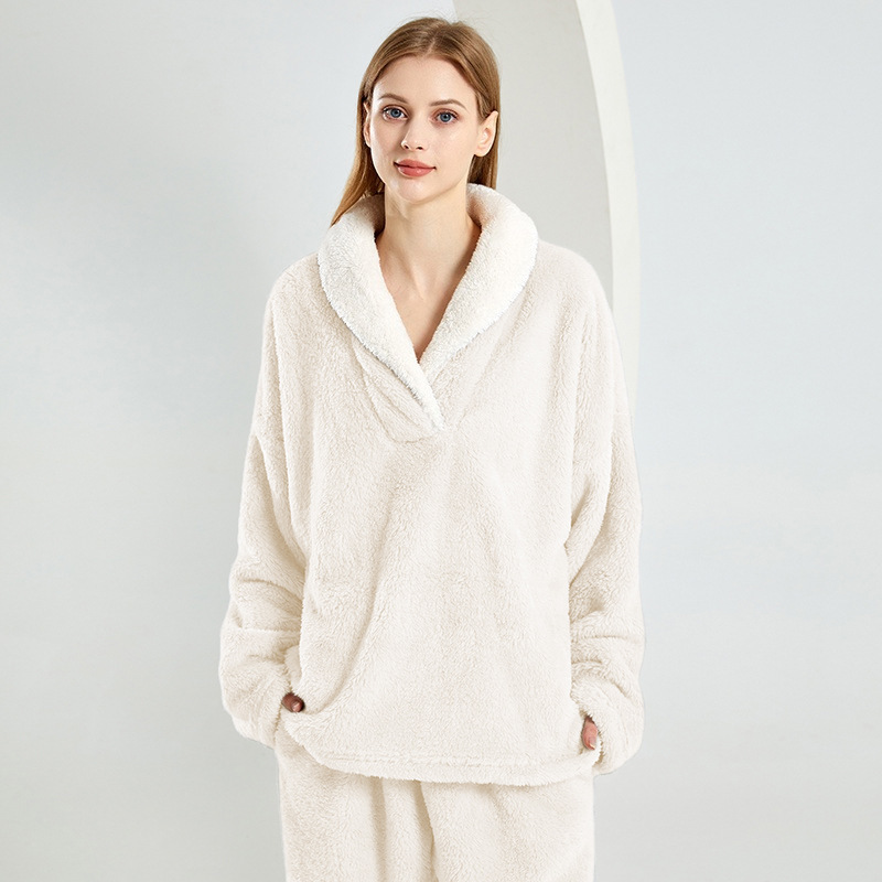 2025 Winter New Shu Cotton Velvet Pajamas Women's Loose Large Size Foreign Trade Cross-Border European and American Christmas Home Clothing Set