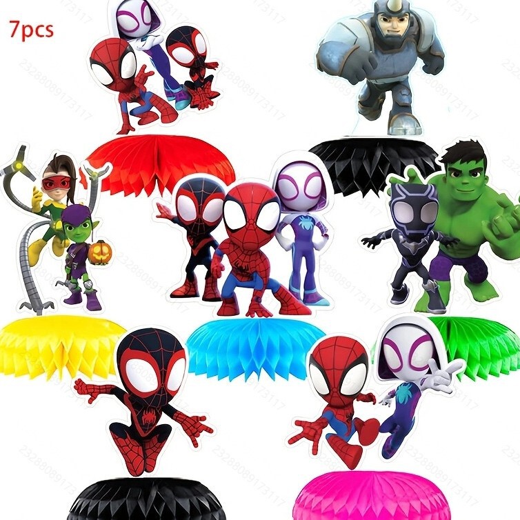 Little Spider-Man Honeycomb Ornaments Birthday Party Desktop Decoration Dining Table Party Honeycomb Table Paper Honeycomb Base