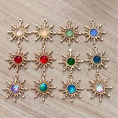 バロック透明色ゼリー色宝石太陽花合金アクセサリーdiyイヤリングブレスレット環境保護材質