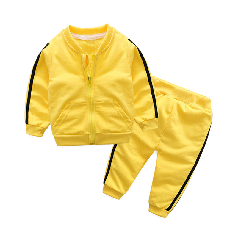 Versión coreana del bebé bebé de manga larga de punto en contraste color cremallera ropa de otoño traje deportivo pantalones cómodos ropa de niños transfronterizos kids image 6