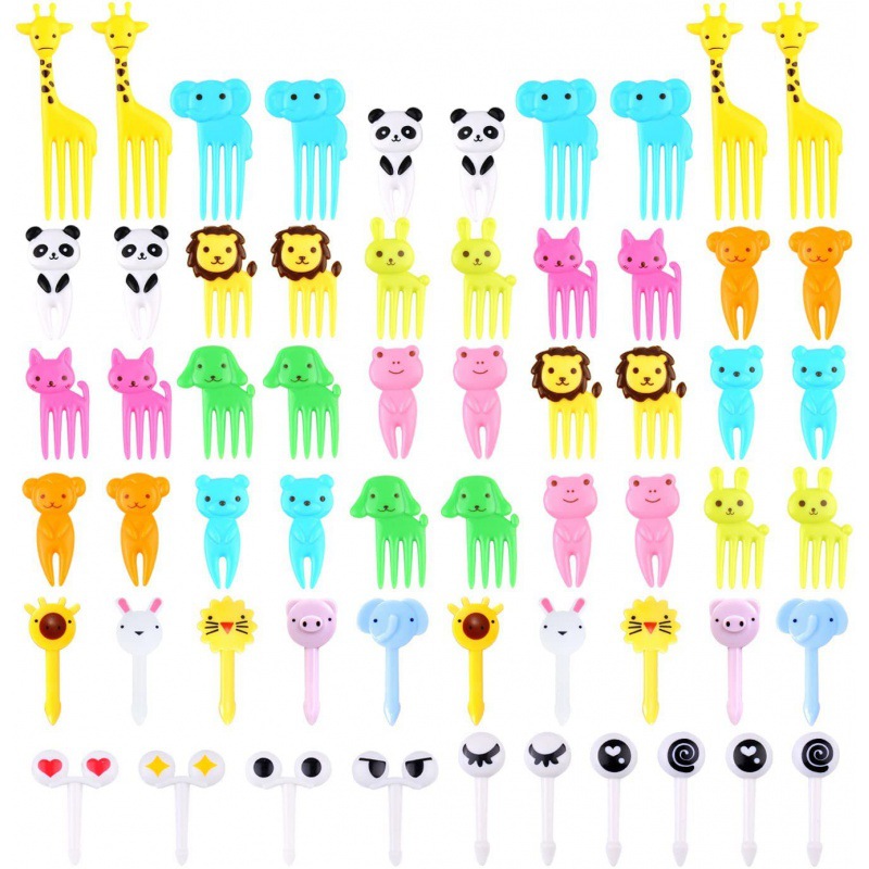 搜坷 Japanese cartoon creative children's fruit fork, cute plastic set