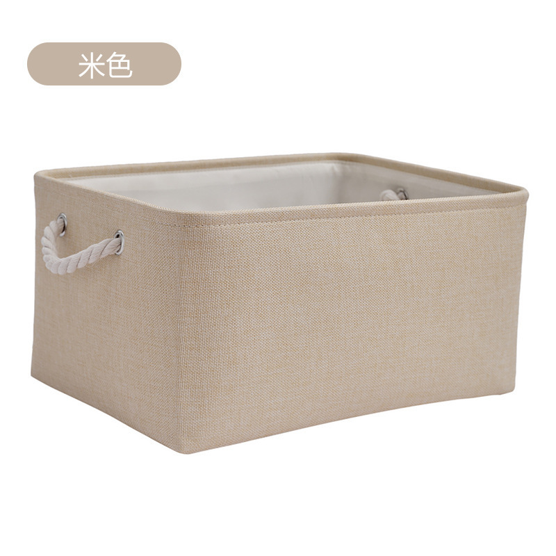 Algodón y lino portátil plegable cesta de almacenamiento caja de almacenamiento de tela cosmética a prueba de polvo cesta de almacenamiento