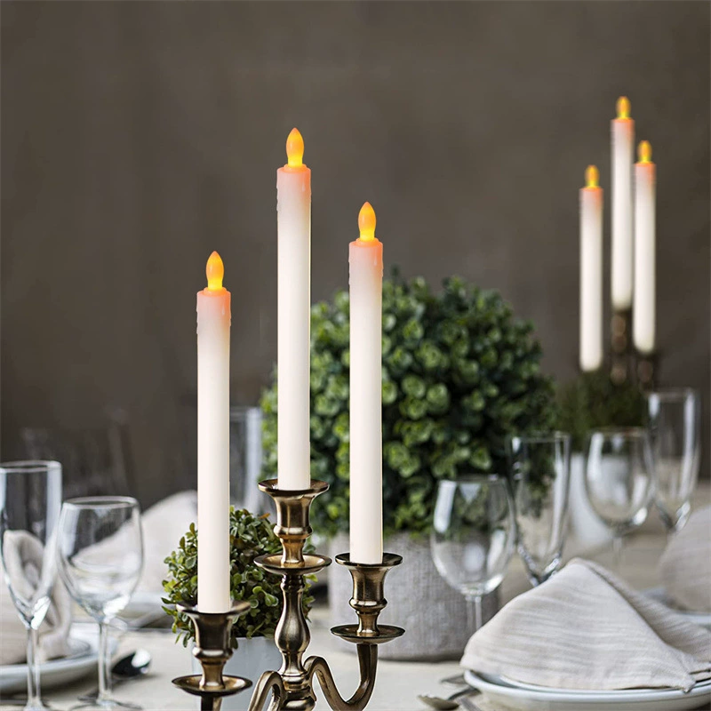 Cross-border hot selling long rod candle with bottom support electronic candle light wedding restaurant decoration bottom pressed long rod wax