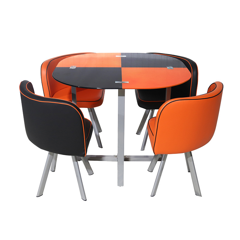 Pintura a pulverización personalizada mesa de comedor de vidrio temperado mesa de comedor casera simple mesa de negociación mesa de comedor de vidrio