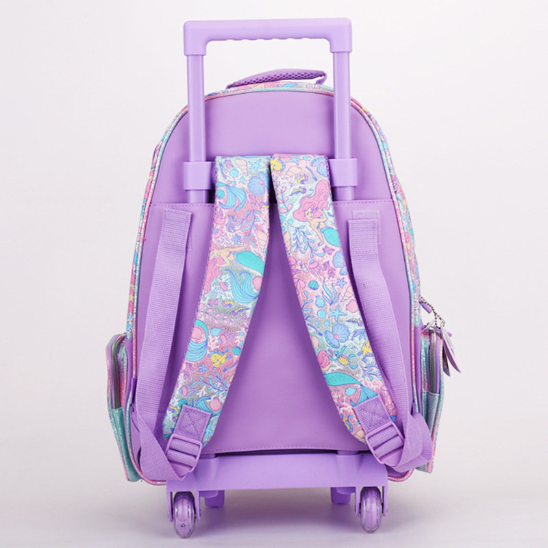Mochila escolar australiana para estudiantes de primaria para aliviar la carga niña niña niña princesa bolsa de tracción de gran capacidad mochila seda flores