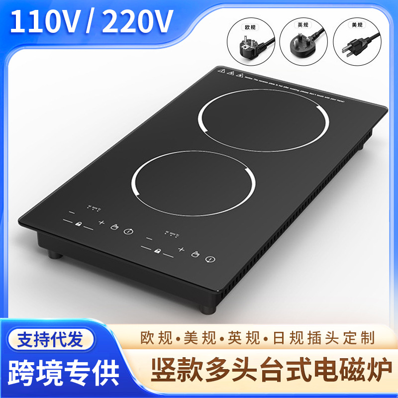 110V/220v 미국, 영국 및 유럽 규격 수직형 이중 대형 인덕션 쿠커 멀티 헤드 전기 세라믹 쿠커 내장형 데스크탑 멀티 쿠커 4개 또는 6개 헤드