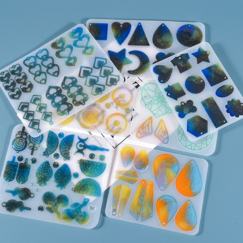 43 Piece Geometric Moon Star Snowflake Square Rectangular Earring Pendant Mold Silicone Mold