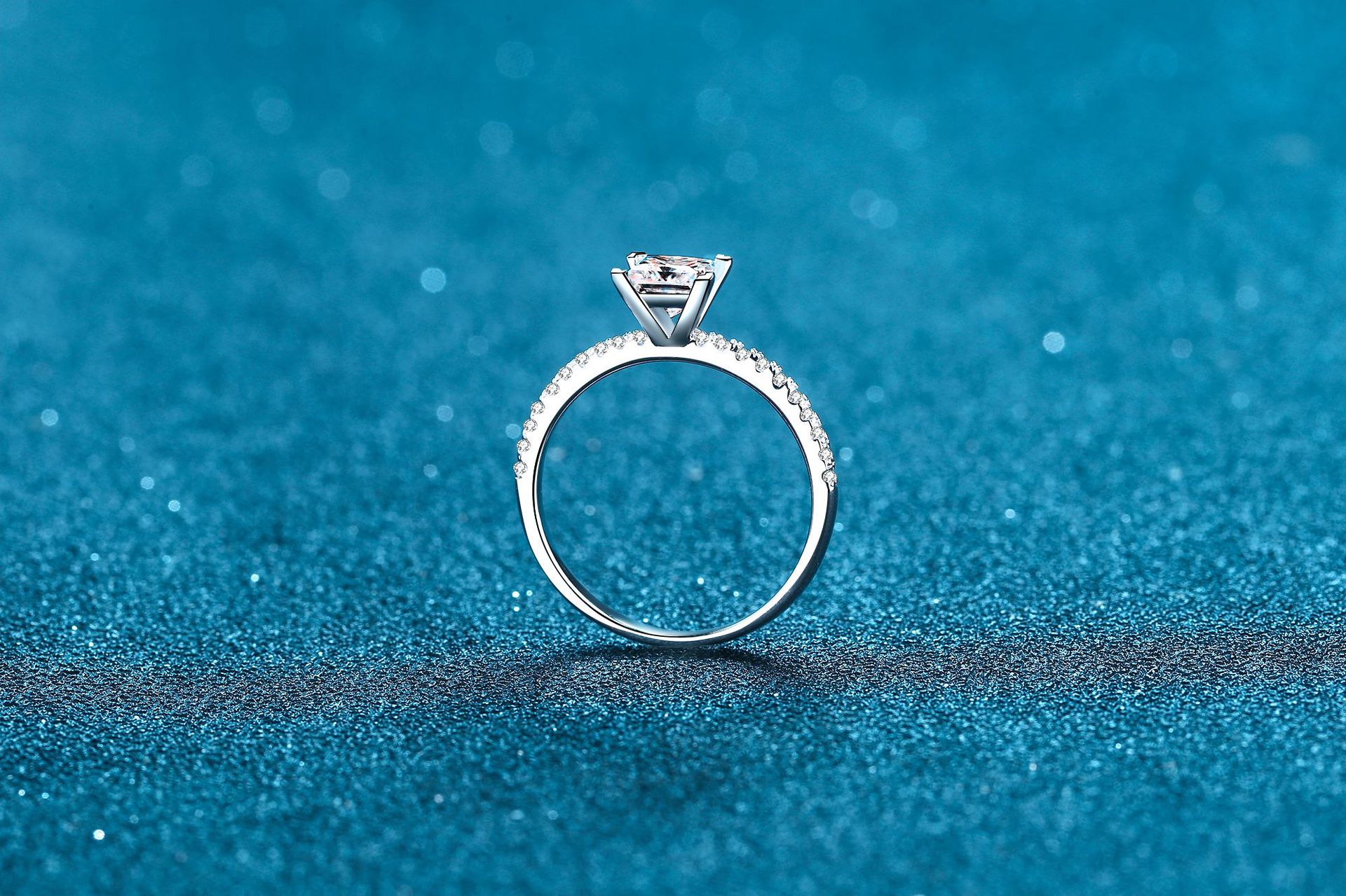Moissanite, Zircon Inlay Material Rings Classification Engagement Occasion 925 Sterling Silver Moissanite Zircon Geometric Rings