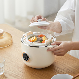 Sansui Electric Stew Pot with White Porcelain Stewing Cup, 1.2L Stainless Steel Inner Liner, Anti-Dry Boil, Water-Sealed Stewing, Timer Reservation