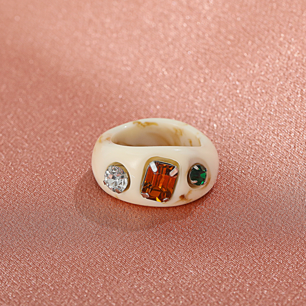 Korean Irregular Color Diamond Resin Ring display picture 7
