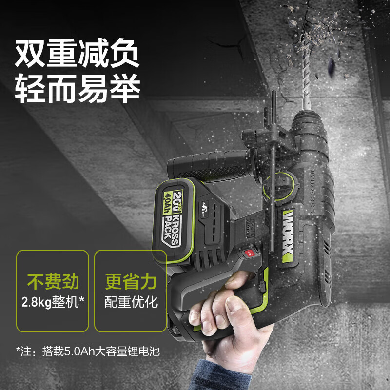 WEX WORX WU387 martillo de carga sin escobillas (4.0 doble electricidad) batería de litio picador taladro eléctrico