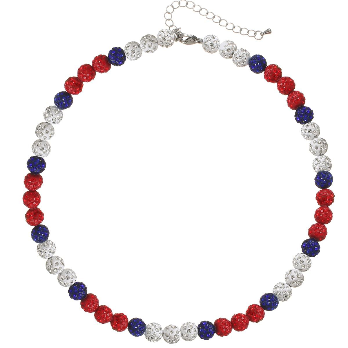 Men's Baseball Necklace Chain Adjustable Blue Pink White Diamond Ball 10mm Diamond Ball Baseball Beaded Necklace