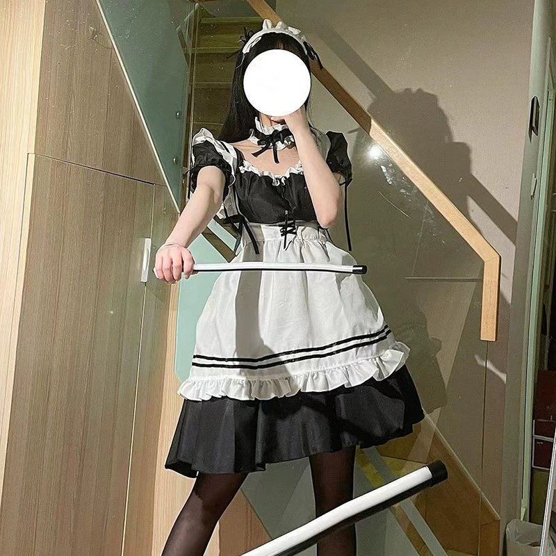 Косплей в стилеLolita-линь платье горничной, набор из 8 элементов или варианты юбка и носки, размеры S–XXL