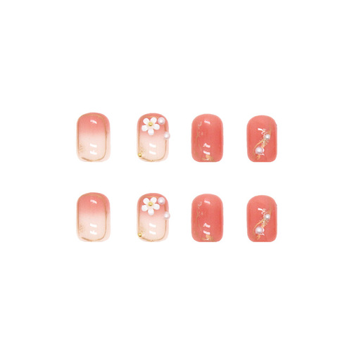 Long Island Ice Tea Manicure Short Thin Three-dimensional Embossed Camellia Small Fresh Manicure Pieces Wearable Manicure Finished Manicure Wholesale Nails