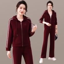 8003羊绒玉米条女式运动休闲装2025秋棉感透气弹力运动服两件套装