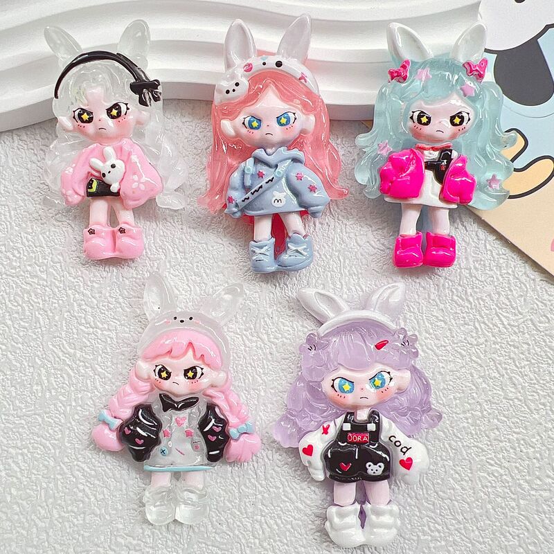 Large Luminous Surface Rabbit Girl Dora diy Resin Accessories Cream Rubber Phone Case Keychain Pendant Material