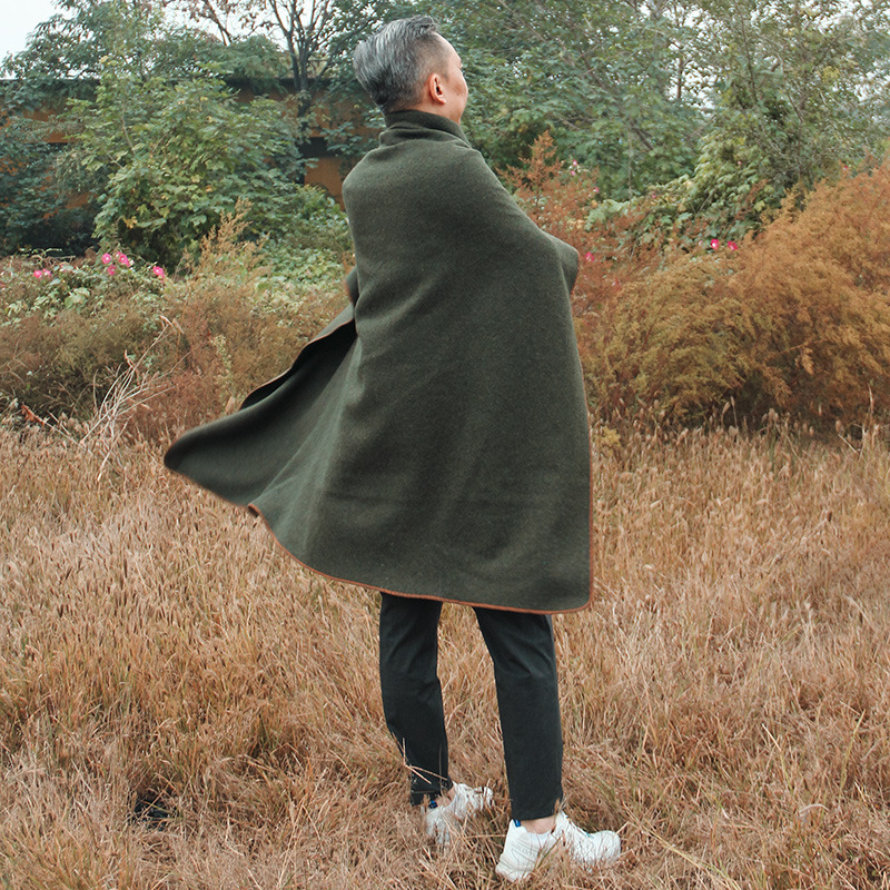 ZENHEO卓赫高毛含有量ウール毛布屋外キャンプピクニック厚い保温マット毛布ストールは水洗いできる