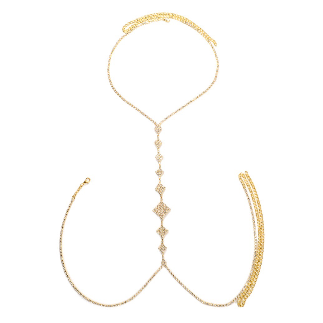 Nueva cadena transfronteriza pecho de diamantes de imitación europea y americana sexy simple diamante Halter accesorios en el pecho accesorios bikini bodychain