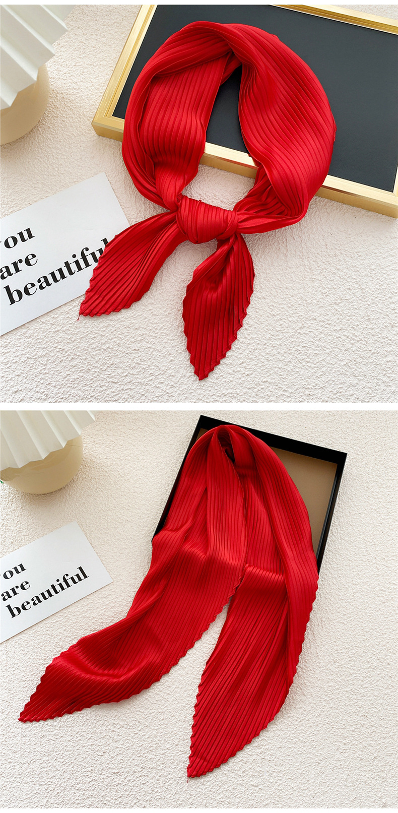 Nihaojewelry Wholesale Simple Fold Solid Color Small Square Scarf display picture 16