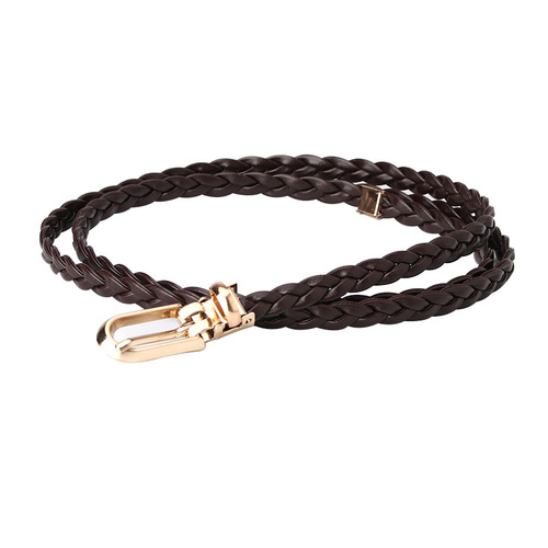 Korean fashion ladies knotted decorative woven belt candy color small belt simple personalized clip buckle belt wholesale