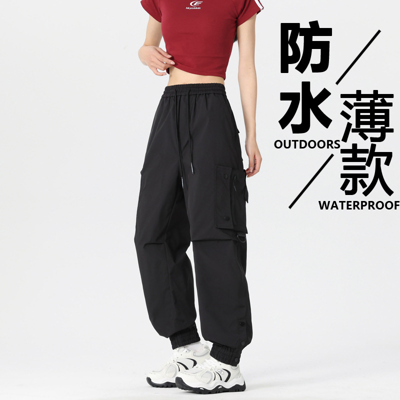 Women's Waterproof and Windproof Cargo Pants, Thin Quick-Drying Mountaineering Soft Shell Spring & Fall Hiking Three-Proof Sports Pants