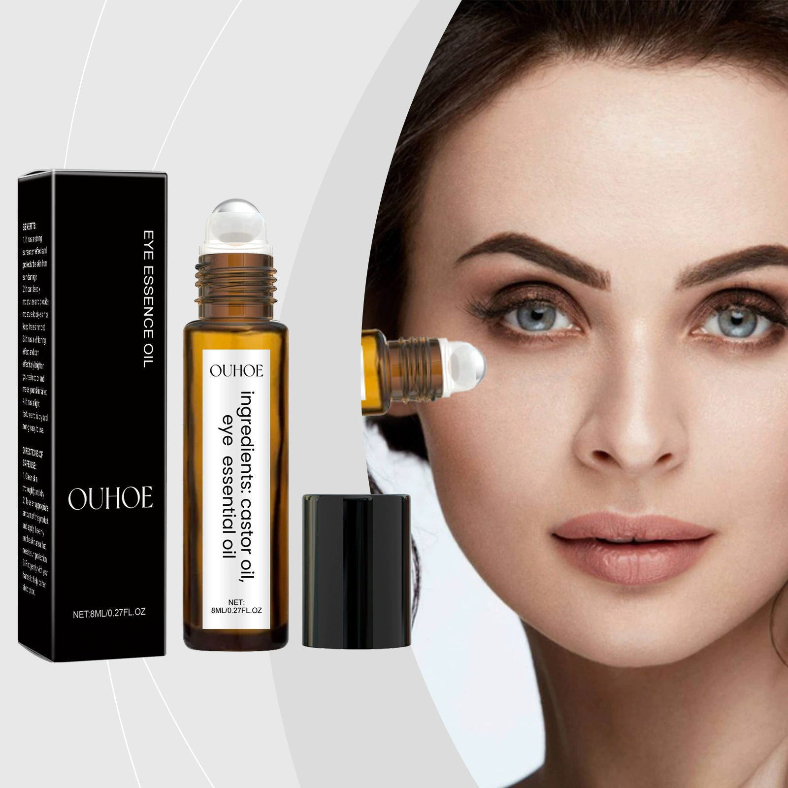 OUHOE касторовое масло для глазных шариков для кожи вокруг глаз нежная формула для удобного использования масла для ухода за глазами