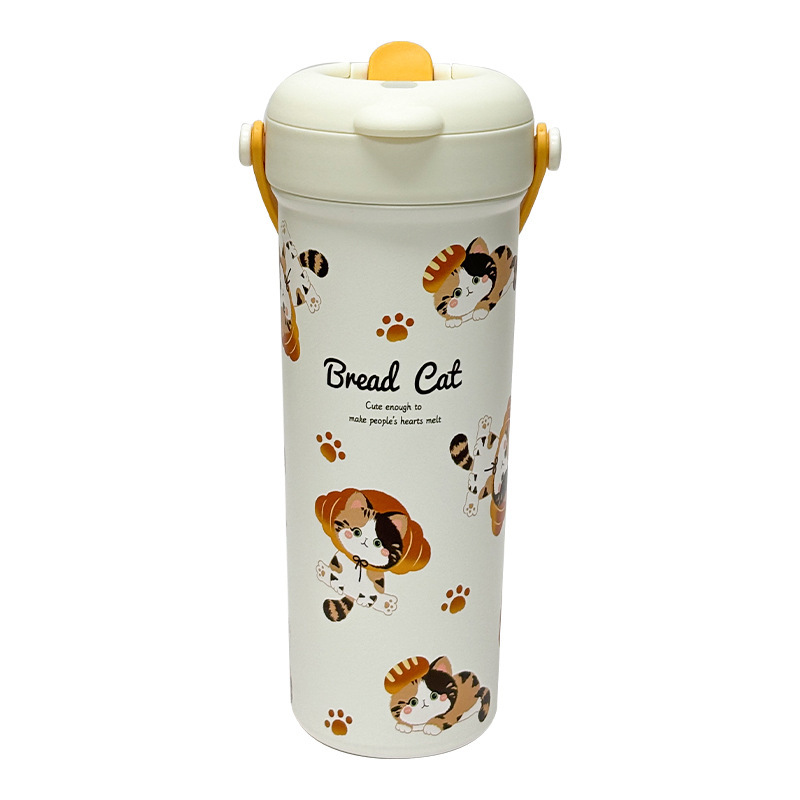 Cute serie de gatos tazas de diseño de tazas de café para chicas 316 tazas de paja portátiles de acero inoxidable