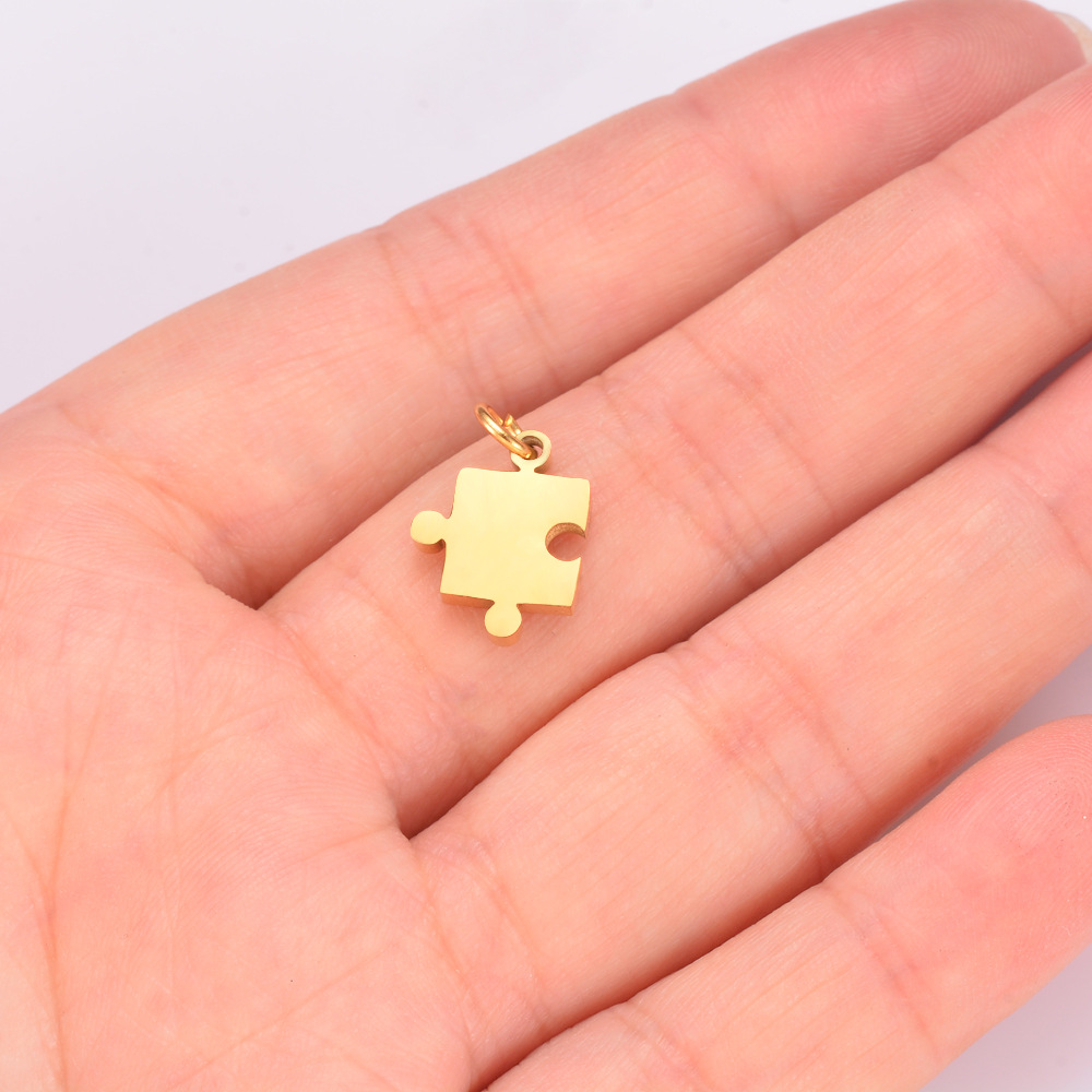 13*10mm, 13*13mm Jewelry Making Size 5 PCS/Package 13*10mm 13*13mm 201 Stainless Steel Jigsaw DIY Ornament Accessories