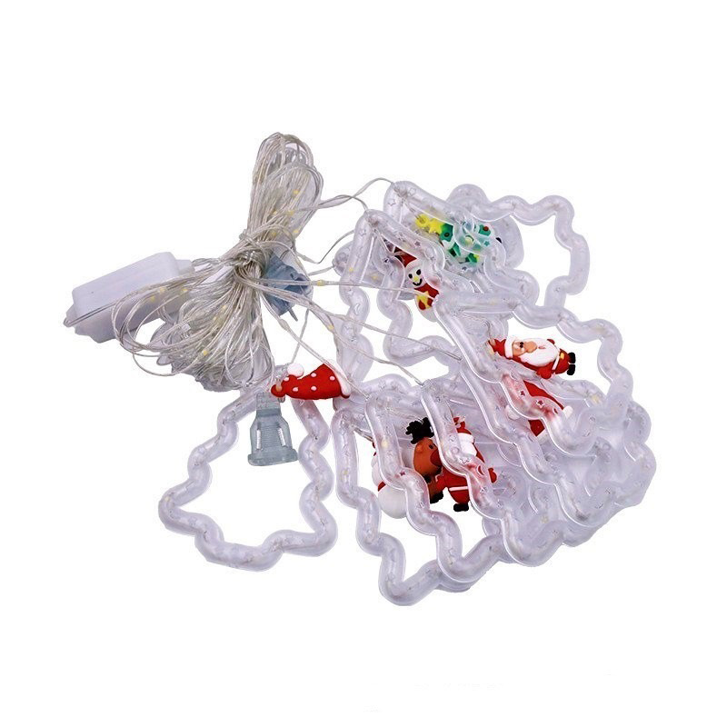Nuevos productos luces de cortina luces de Navidad cadenas de luces de cortina de forma de dibujos animados de Santa Claus luces de colores LED decoración de la ventana de la habitación