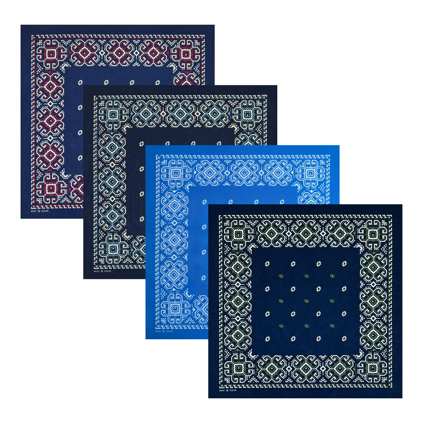 Pure Cotton Retro Geometric Square Scarf, Hip-Hop Street Dance Cycling Headscarf, Sun Protection Decorative Scarf, Versatile Trendy Style