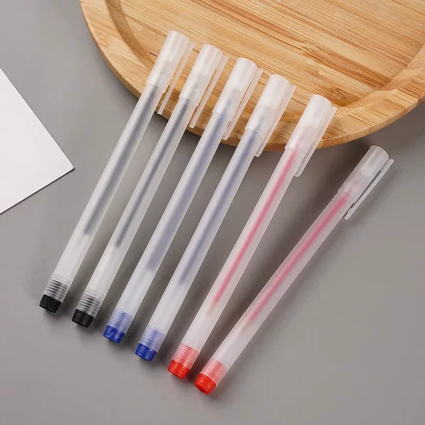 Transparent Frosted Gel Pen Student Signature Pen Simple Stationery Supplies Creative Set Plastic Small White Pen Wholesale