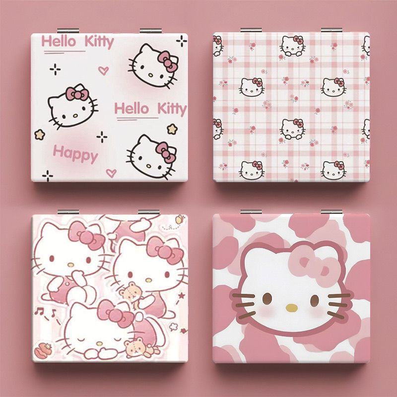子猫、大きな頭の猫、小さな鏡、ポータブル折りたたみミラー、かわいいポータブル化粧鏡、化粧鏡、手持ちミラー|undefined