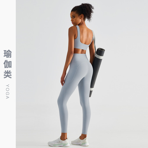 European and American new carbon brushed nude yoga pants running outdoor sports tights high-waist buttocks fitness pants for women