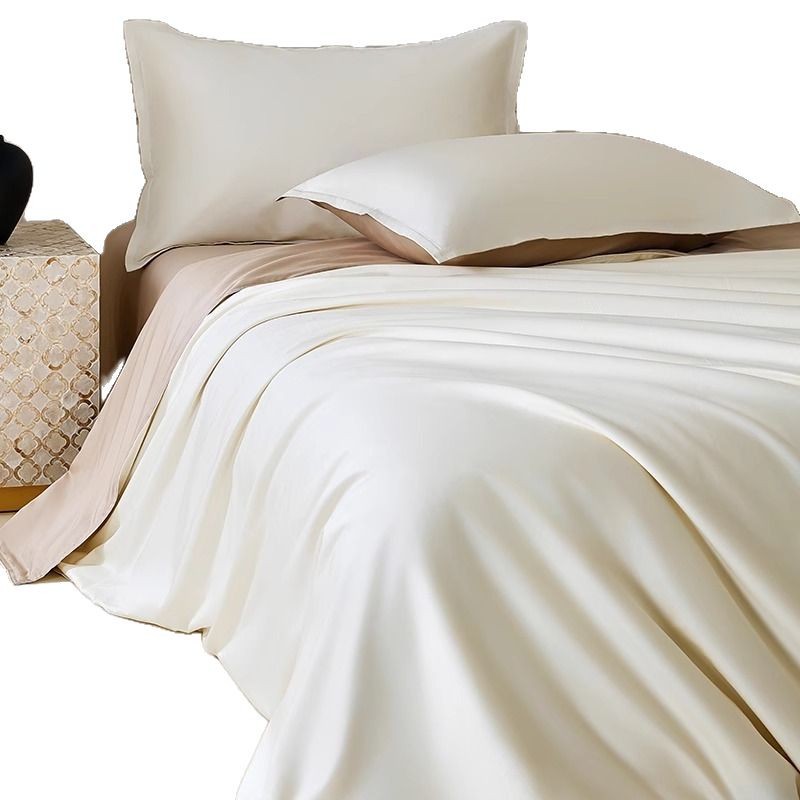 100 piezas de satén de alta gama de algodón de fibra larga de cuatro piezas, ropa de cama de algodón de alta calidad de lujo ligero, tres fundas de edredón, sábanas 4
